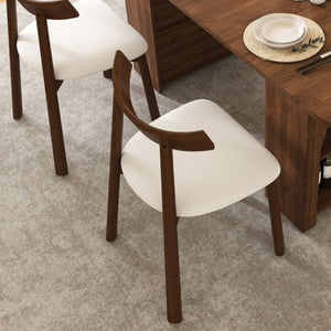 English Elm 70.87 Inch Mid-Century Walnut Finish Dining Set with Storage Drawers and 4 Solid Wood Chairs W2700S00165
