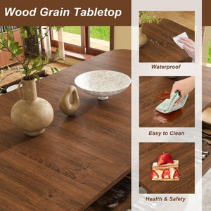 English Elm 70.87 Inch Mid-Century Walnut Finish Dining Set with Storage Drawers and 4 Solid Wood Chairs W2700S00165