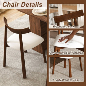 English Elm 70.87 Inch Mid-Century Walnut Finish Dining Set with Storage Drawers and 4 Solid Wood Chairs W2700S00165