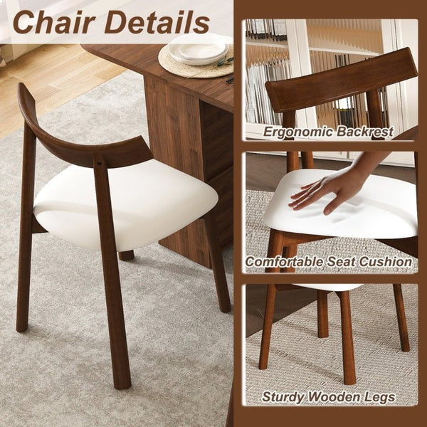 English Elm 70.87 Inch Mid-Century Walnut Finish Dining Set with Storage Drawers and 4 Solid Wood Chairs W2700S00165