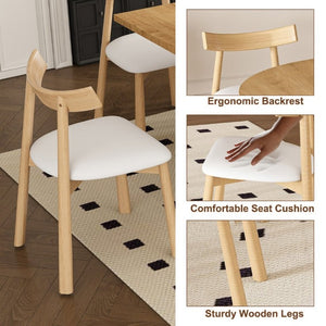 English Elm 78 Inch Oak Veneer Dining Set Seats 6 with Storage Base and PU Leather Chairs W2700S00167