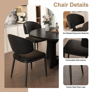 English Elm Spiced Farmhouse Round Dining Set Seats Four with Steel Chairs and MDF Wood Grain Top Black W2700S00168