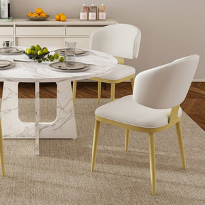 English Elm Spiced Farmhouse Round Dining Set Seats Four with Steel Chairs and MDF Wood Grain Top White W2700S00169