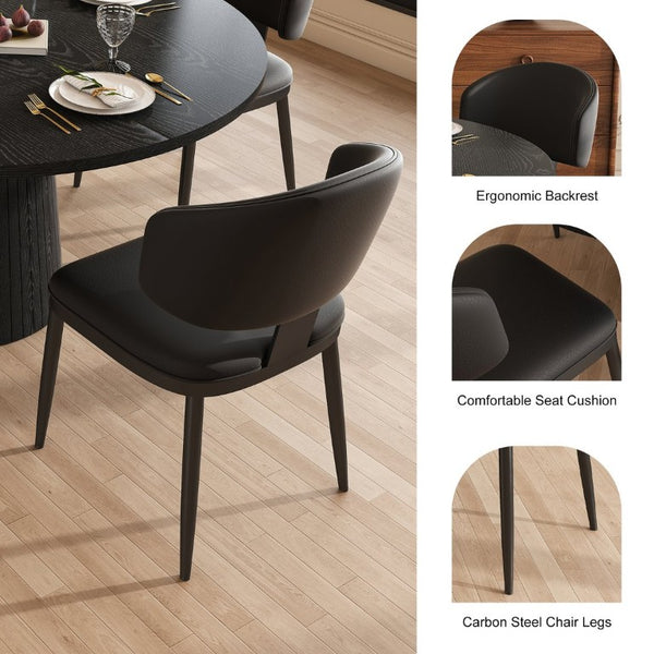 English Elm 47 Inch Round Five Piece Farmhouse Dining Set with MDF Top and PU Leather Chairs W2700S00170