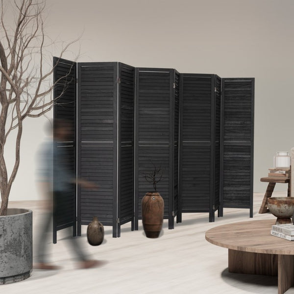 English Elm 8 Panel Paulownia Wood Louvered Freestanding Privacy Screen for Bedroom or Office W2701P207449