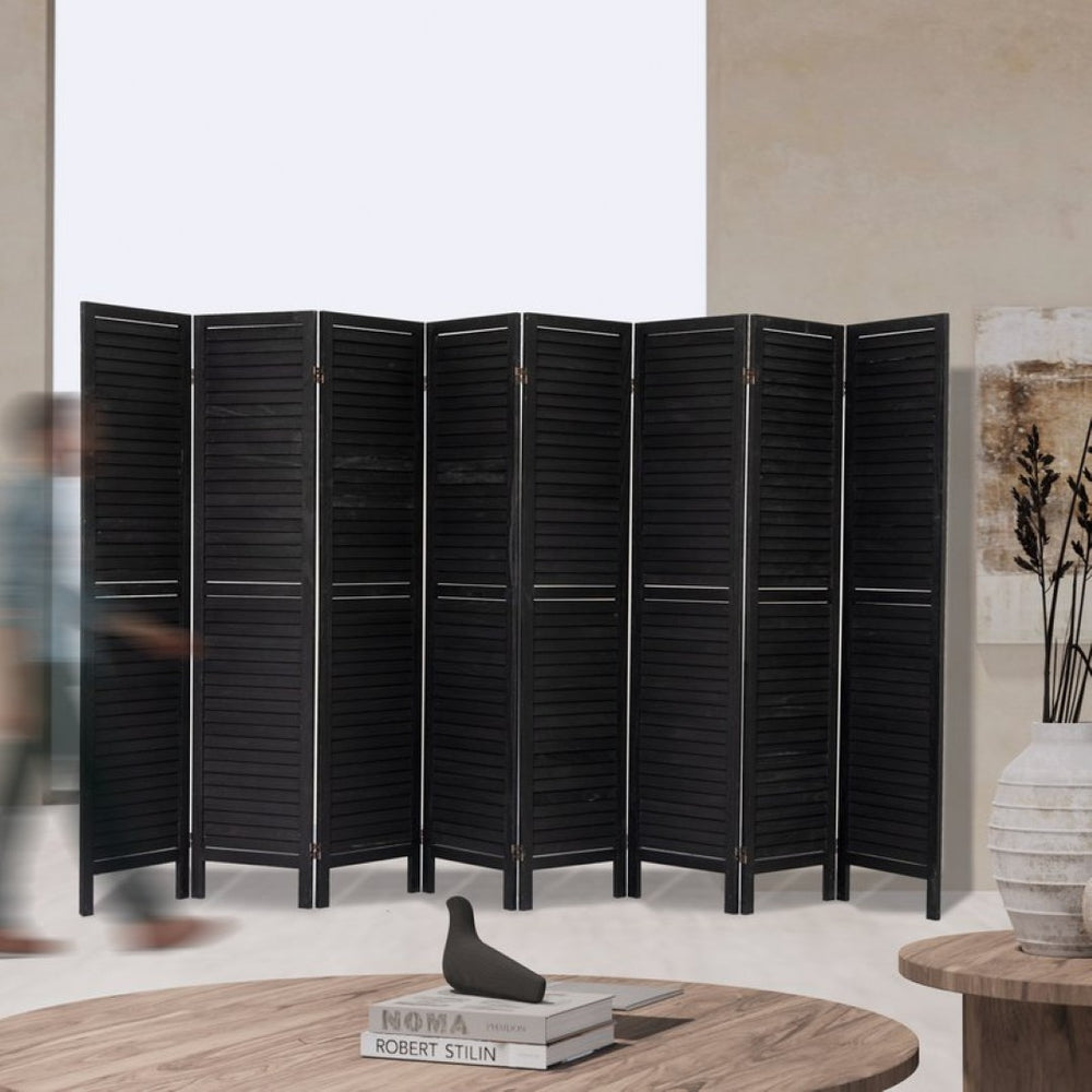 English Elm 8 Panel Paulownia Wood Louvered Freestanding Privacy Screen for Bedroom or Office W2701P207449