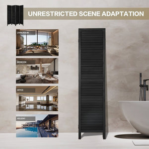 English Elm 8 Panel Paulownia Wood Louvered Freestanding Privacy Screen for Bedroom or Office W2701P207449