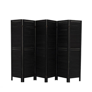 English Elm 6 Panel Paulownia Wood Louvered Folding Screen Freestanding Privacy Divider for Any Room W2701P207452