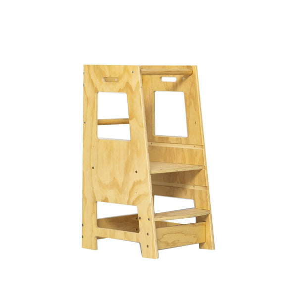 English Elm Toddler Learning Tower Adjustable Standing Helper with Four Sided Safety Rail Natural Wood W2701P207453