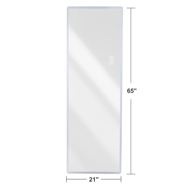 English Elm Full Length LED Vanity Mirror Wall Mounted with Dual Tone Lighting and Rounded Corners W2709P465267