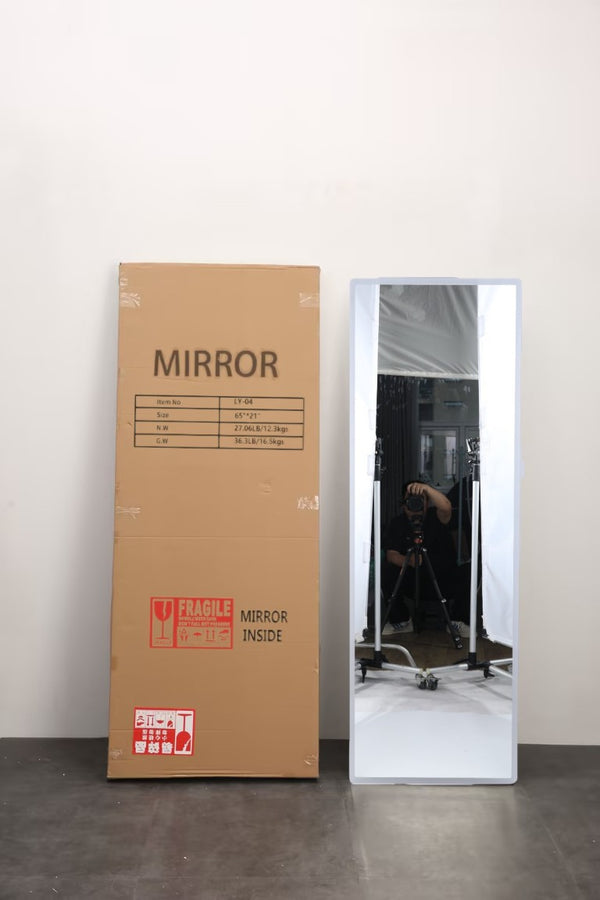 English Elm Full Length LED Vanity Mirror Wall Mounted with Dual Tone Lighting and Rounded Corners W2709P465267