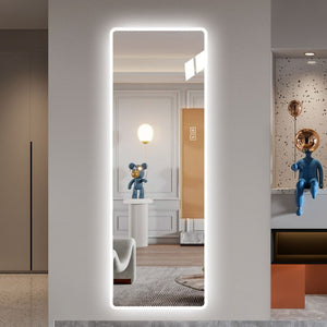 English Elm Full Length LED Vanity Mirror Wall Mounted with Dual Tone Lighting and Rounded Corners W2709P465267