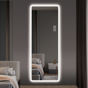 English Elm Full Length LED Vanity Mirror Wall Mounted with Dual Tone Lighting and Rounded Corners W2709P465267