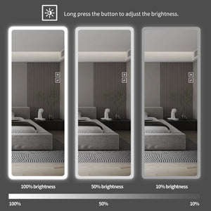 English Elm Full Length LED Vanity Mirror Wall Mounted with Dual Tone Lighting and Rounded Corners W2709P465267