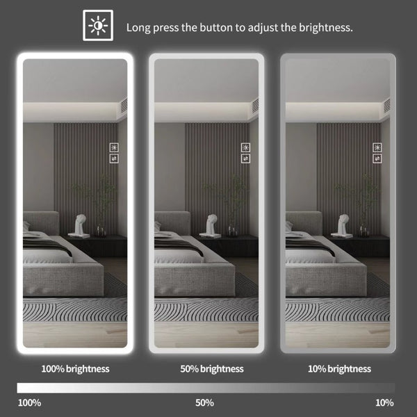 English Elm Full Length LED Vanity Mirror Wall Mounted with Dual Tone Lighting and Rounded Corners W2709P465267