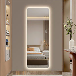 English Elm Led Full Body Wall Mirror with Dimmable Tri-Tone Lighting Anti-Fog Tempered Glass W2709P465279