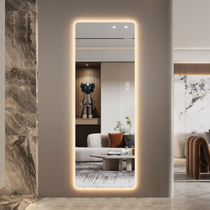 English Elm Led Full Body Wall Mirror with Dimmable Tri-Tone Lighting Anti-Fog Tempered Glass W2709P465279