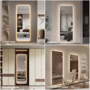 English Elm Led Full Body Wall Mirror with Dimmable Tri-Tone Lighting Anti-Fog Tempered Glass W2709P465279