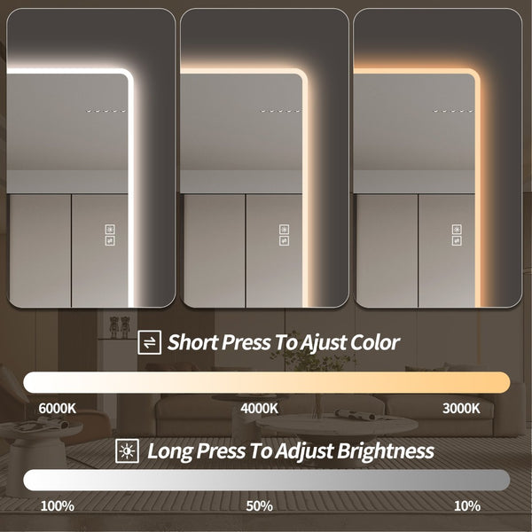 English Elm Led Full Body Wall Mirror with Dimmable Tri-Tone Lighting Anti-Fog Tempered Glass W2709P465279