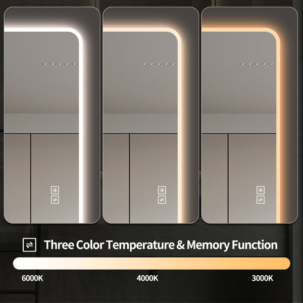 English Elm Led Full Body Wall Mirror with Dimmable Tri-Tone Lighting Anti-Fog Tempered Glass W2709P465279
