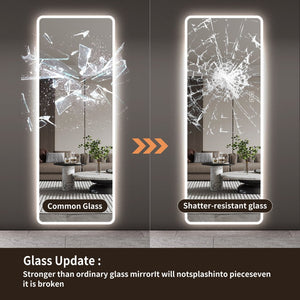 English Elm Led Full Body Wall Mirror with Dimmable Tri-Tone Lighting Anti-Fog Tempered Glass W2709P465279