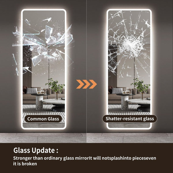 English Elm Led Full Body Wall Mirror with Dimmable Tri-Tone Lighting Anti-Fog Tempered Glass W2709P465279