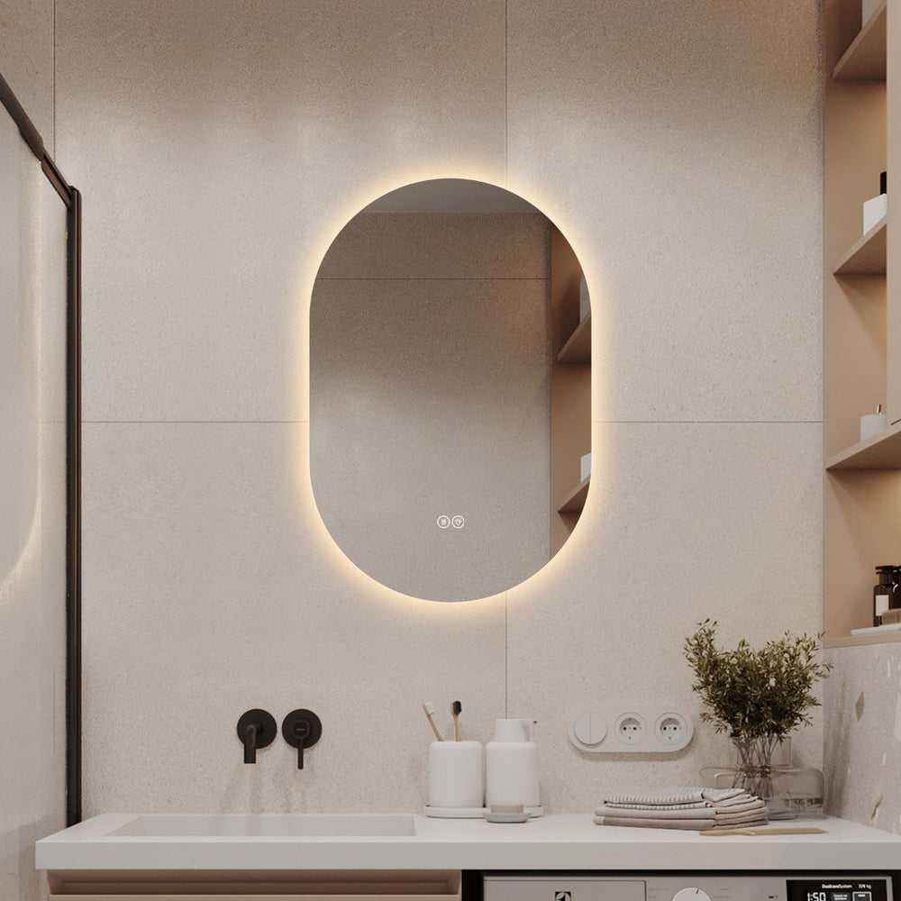 English Elm 24 in Capsule Led Backlit Bathroom Vanity Mirror with Anti-fog and Tri-tone Lighting W2709P465770