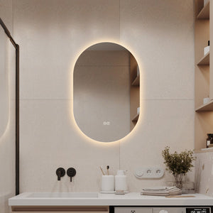 English Elm 24 in Capsule Led Backlit Bathroom Vanity Mirror with Anti-fog and Tri-tone Lighting W2709P465770