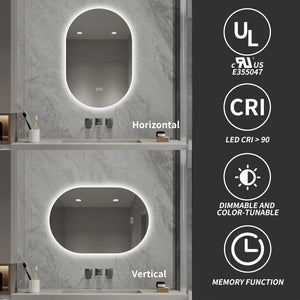 English Elm 24 in Capsule Led Backlit Bathroom Vanity Mirror with Anti-fog and Tri-tone Lighting W2709P465770