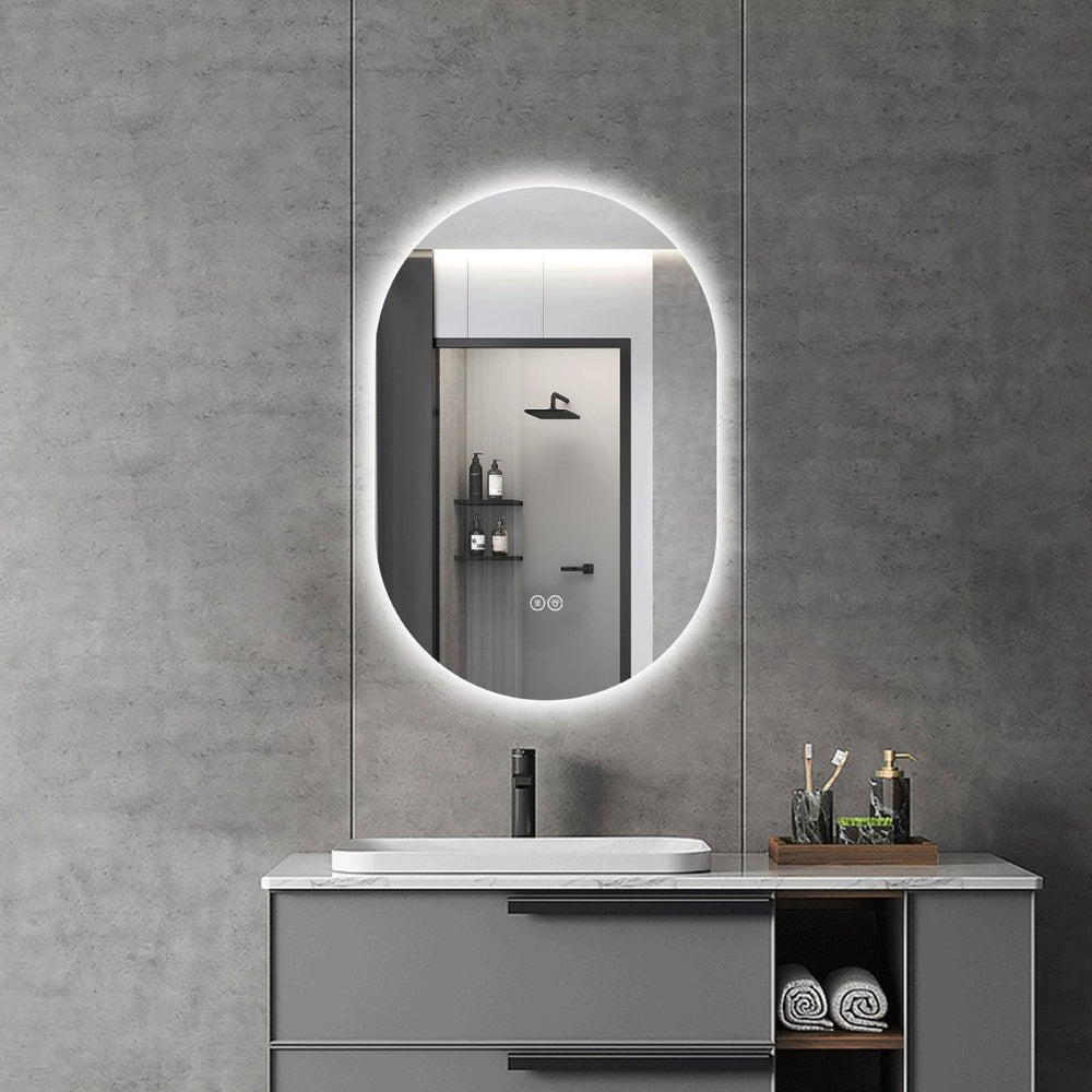English Elm 24 in Capsule Led Backlit Bathroom Vanity Mirror with Anti-fog and Tri-tone Lighting W2709P465770