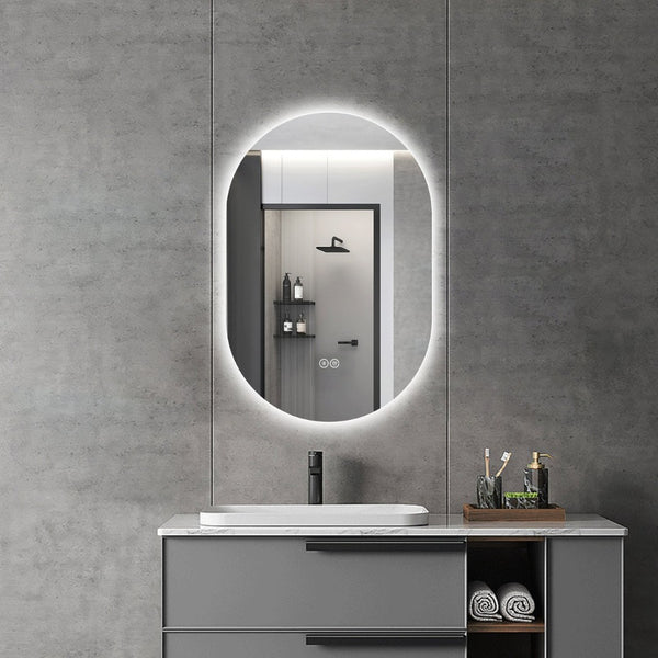 English Elm 24 in Capsule Led Backlit Bathroom Vanity Mirror with Anti-fog and Tri-tone Lighting W2709P465770