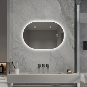 English Elm 24 in Capsule Led Backlit Bathroom Vanity Mirror with Anti-fog and Tri-tone Lighting W2709P465770