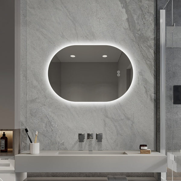 English Elm 24 in Capsule Led Backlit Bathroom Vanity Mirror with Anti-fog and Tri-tone Lighting W2709P465770