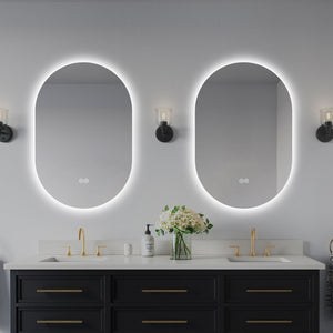 English Elm 24 in Capsule Led Backlit Bathroom Vanity Mirror with Anti-fog and Tri-tone Lighting W2709P465770