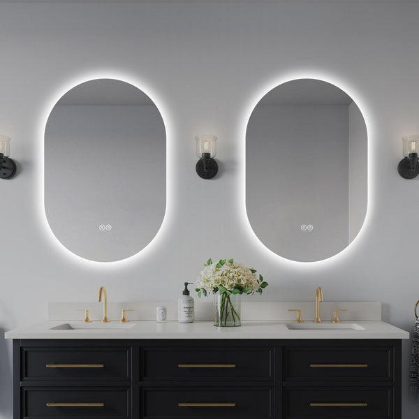 English Elm 24 in Capsule Led Backlit Bathroom Vanity Mirror with Anti-fog and Tri-tone Lighting W2709P465770