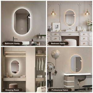 English Elm 24 in Capsule Led Backlit Bathroom Vanity Mirror with Anti-fog and Tri-tone Lighting W2709P465770