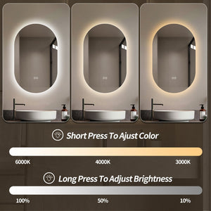 English Elm 24 in Capsule Led Backlit Bathroom Vanity Mirror with Anti-fog and Tri-tone Lighting W2709P465770
