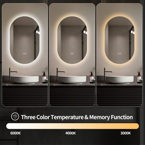 English Elm 24 in Capsule Led Backlit Bathroom Vanity Mirror with Anti-fog and Tri-tone Lighting W2709P465770