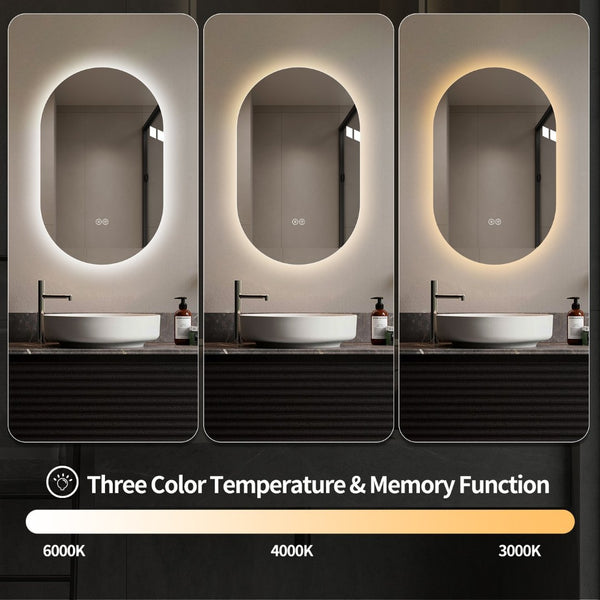 English Elm 24 in Capsule Led Backlit Bathroom Vanity Mirror with Anti-fog and Tri-tone Lighting W2709P465770