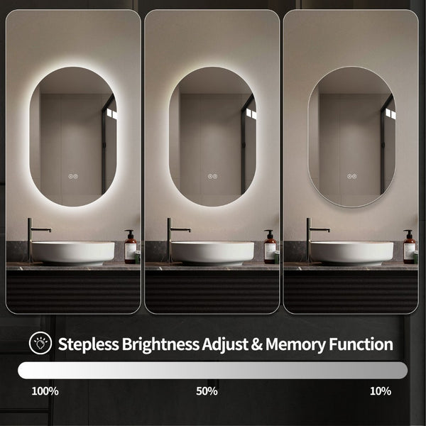 English Elm 24 in Capsule Led Backlit Bathroom Vanity Mirror with Anti-fog and Tri-tone Lighting W2709P465770