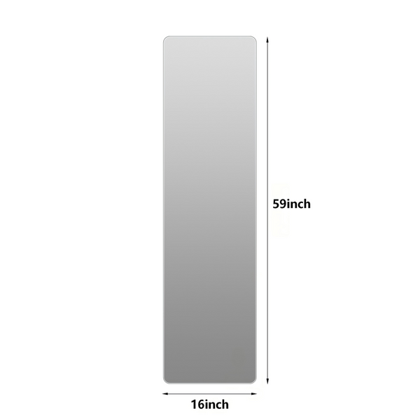 English Elm 59 in Slim Full Length Wall Mirror with Copper Free Silver Glass for Bedroom or Entryway W2709P465771
