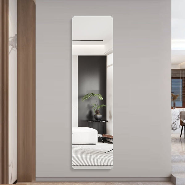 English Elm 59 in Slim Full Length Wall Mirror with Copper Free Silver Glass for Bedroom or Entryway W2709P465771