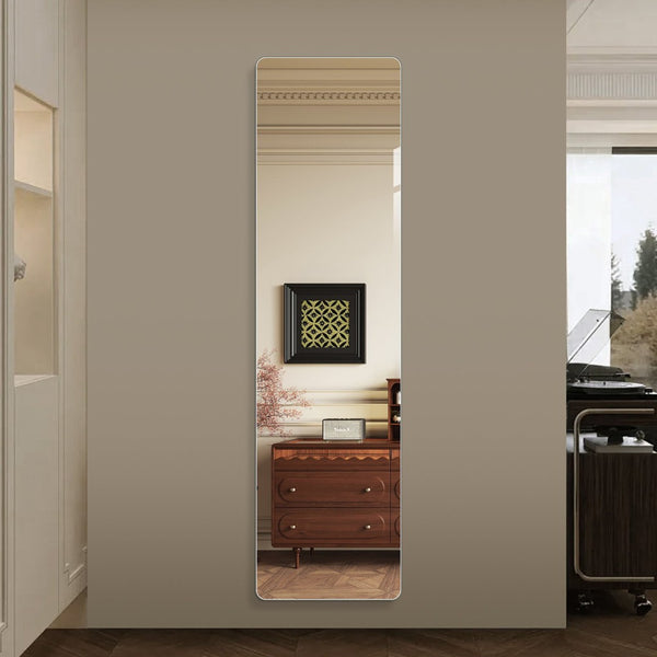 English Elm 59 in Slim Full Length Wall Mirror with Copper Free Silver Glass for Bedroom or Entryway W2709P465771