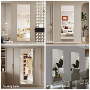 English Elm 59 in Slim Full Length Wall Mirror with Copper Free Silver Glass for Bedroom or Entryway W2709P465771