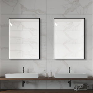 English Elm 24*32 Black Aluminum Framed Wall Mirror Hd Silver Glass for Bathroom or Entryway W2709P465775