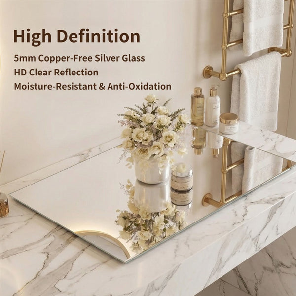 English Elm 24*32 Black Aluminum Framed Wall Mirror Hd Silver Glass for Bathroom or Entryway W2709P465775