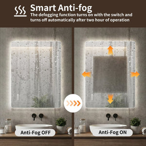 English Elm 24*32 Inch LED Vanity Mirror Anti Fog Wall Mounted Dimmable Backlit Bathroom Light W2709P465814