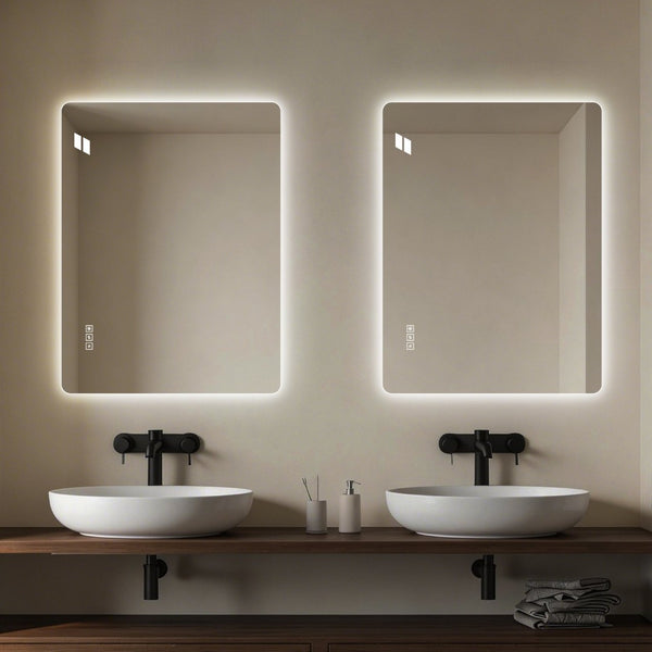 English Elm 24*32 Inch LED Vanity Mirror Anti Fog Wall Mounted Dimmable Backlit Bathroom Light W2709P465814