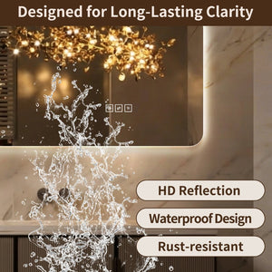 English Elm 36*30 Inch LED Backlit Bathroom Vanity Mirror Anti-Fog Dimmable Wall Mounted Frameless W2709P465896