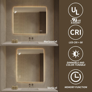 English Elm 36*30 Inch LED Backlit Bathroom Vanity Mirror Anti-Fog Dimmable Wall Mounted Frameless W2709P465896